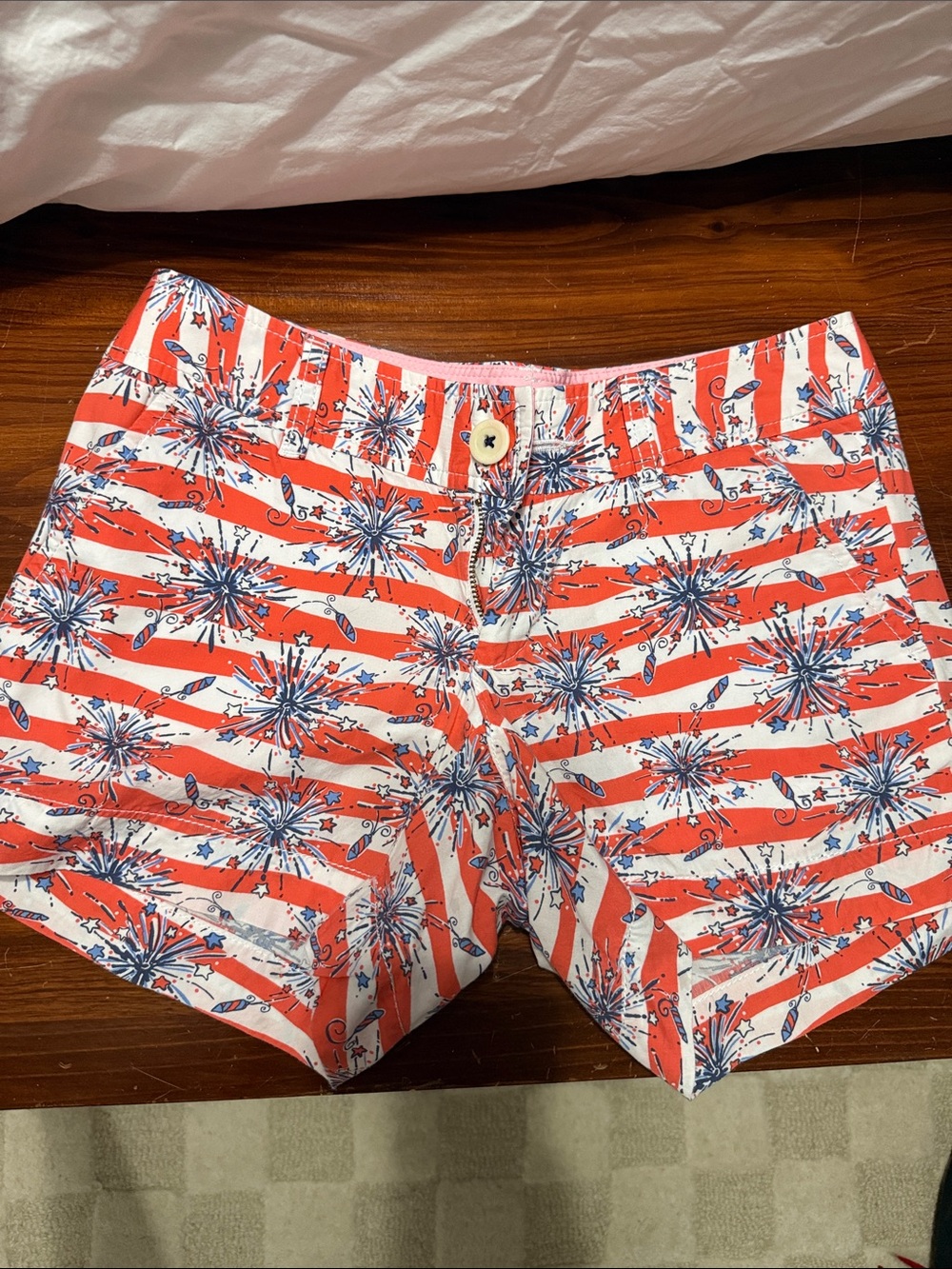 Lilly Pulitzer Red, White & Blue Firework Stripe Jean Shorts